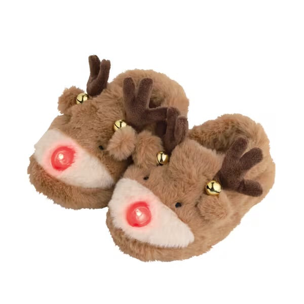 Reindeer Christmas Jingle Light Up Slippers