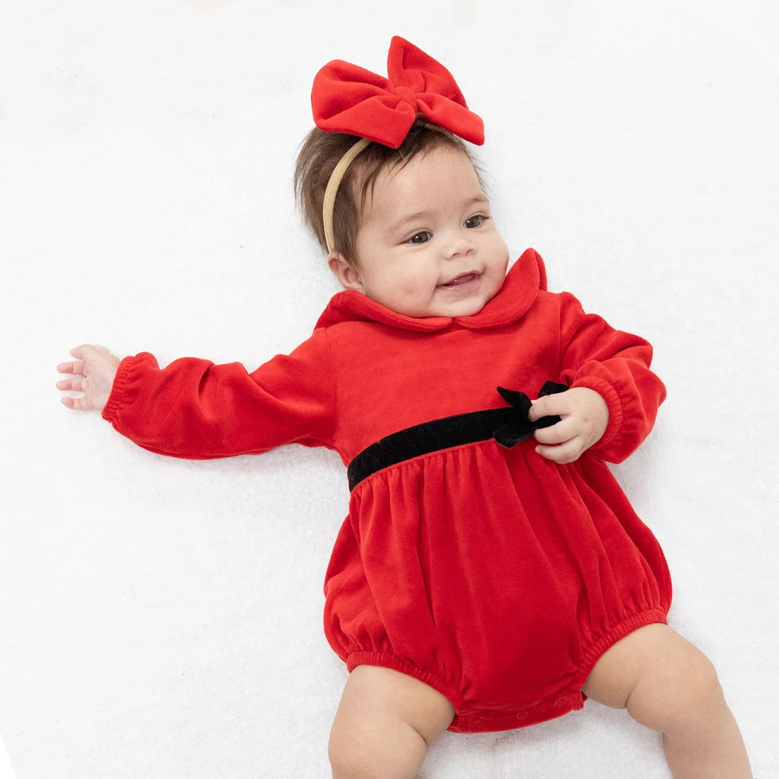 Holiday Red - Velour Velour Bubble with Peter Pan Collar