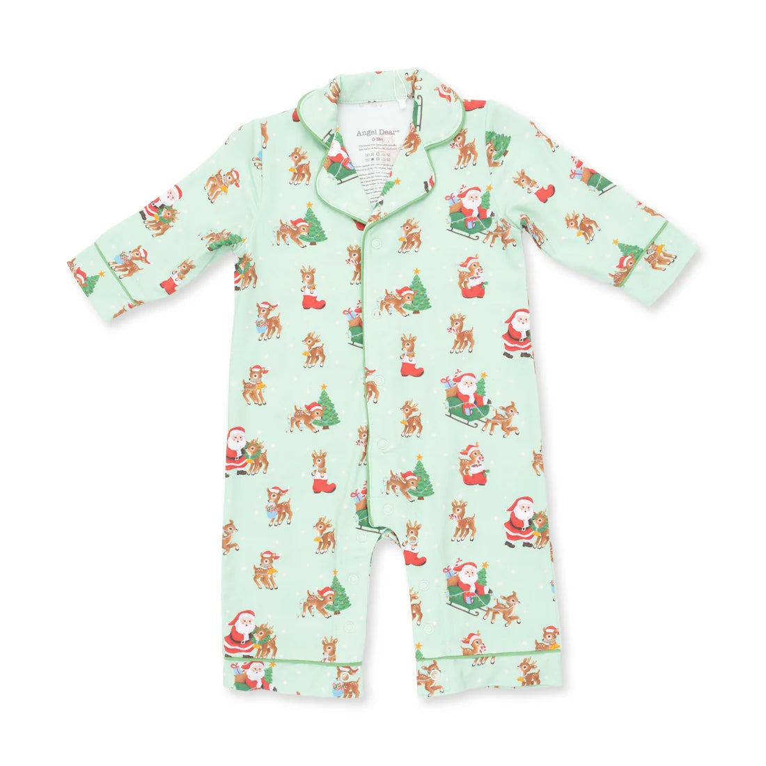 Vintage Reindeer & Santa Uni - Bamboo Long Sleeve Coat Style Romper