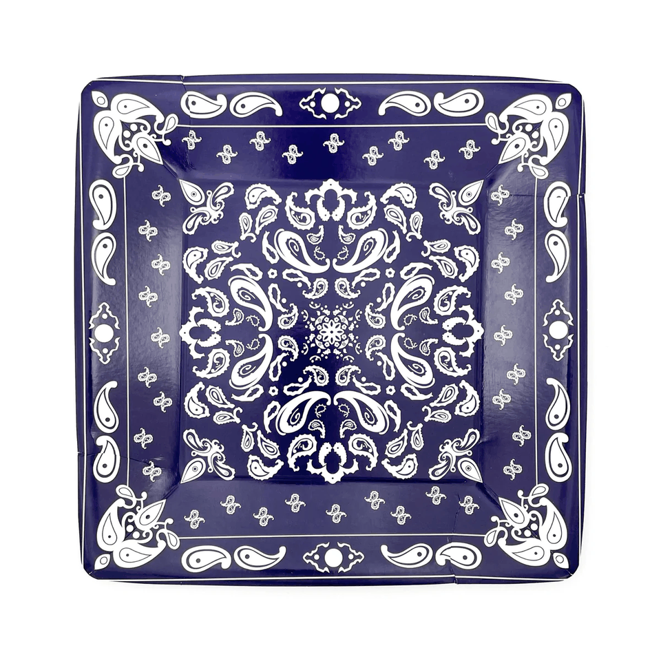 Navy Bandana Dessert Plates- 8pk