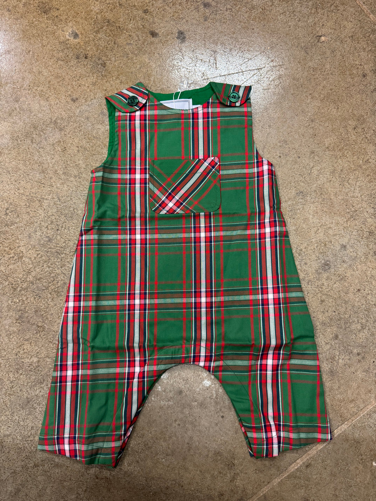brooks romper christmas plaid green