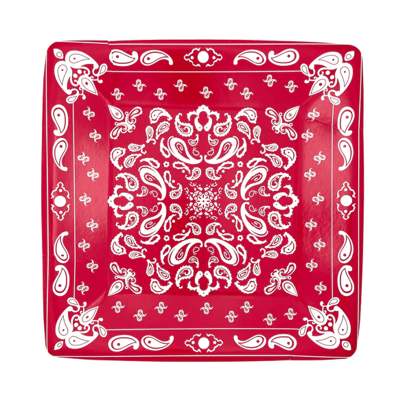 Red Bandana Dessert Plates- 8pk