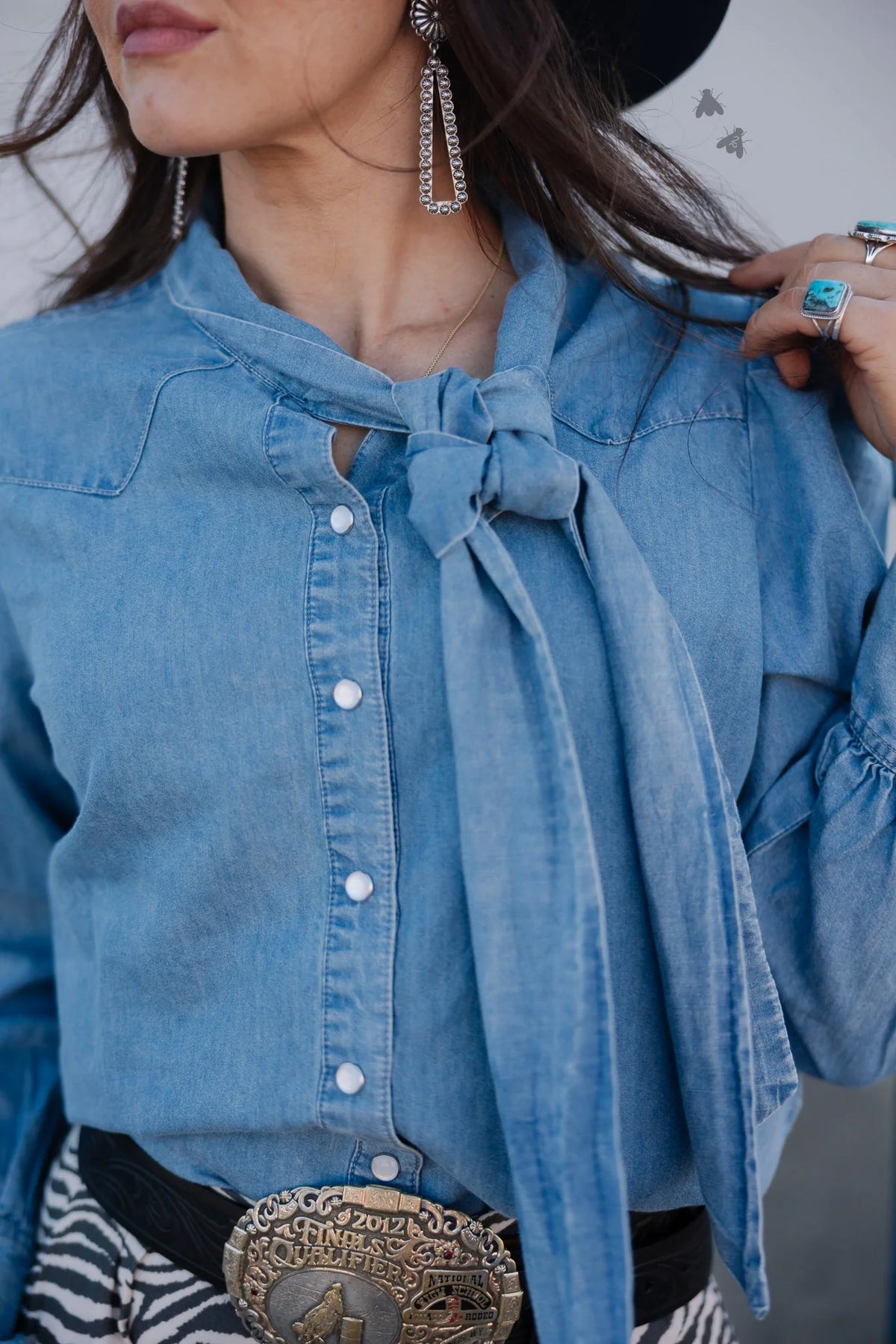 Highway Blues Denim Tie Top