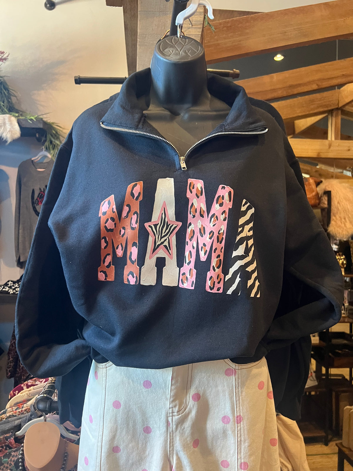 Mama Animal Print QTR Zip