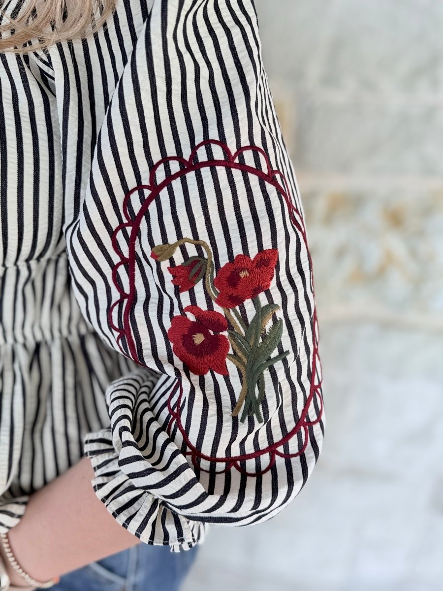 Entro Striped Peplum Top