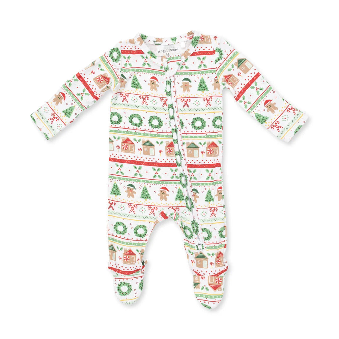 Gingerbread Fair Isle Uni - Bamboo 2 Way Zipper Footie
