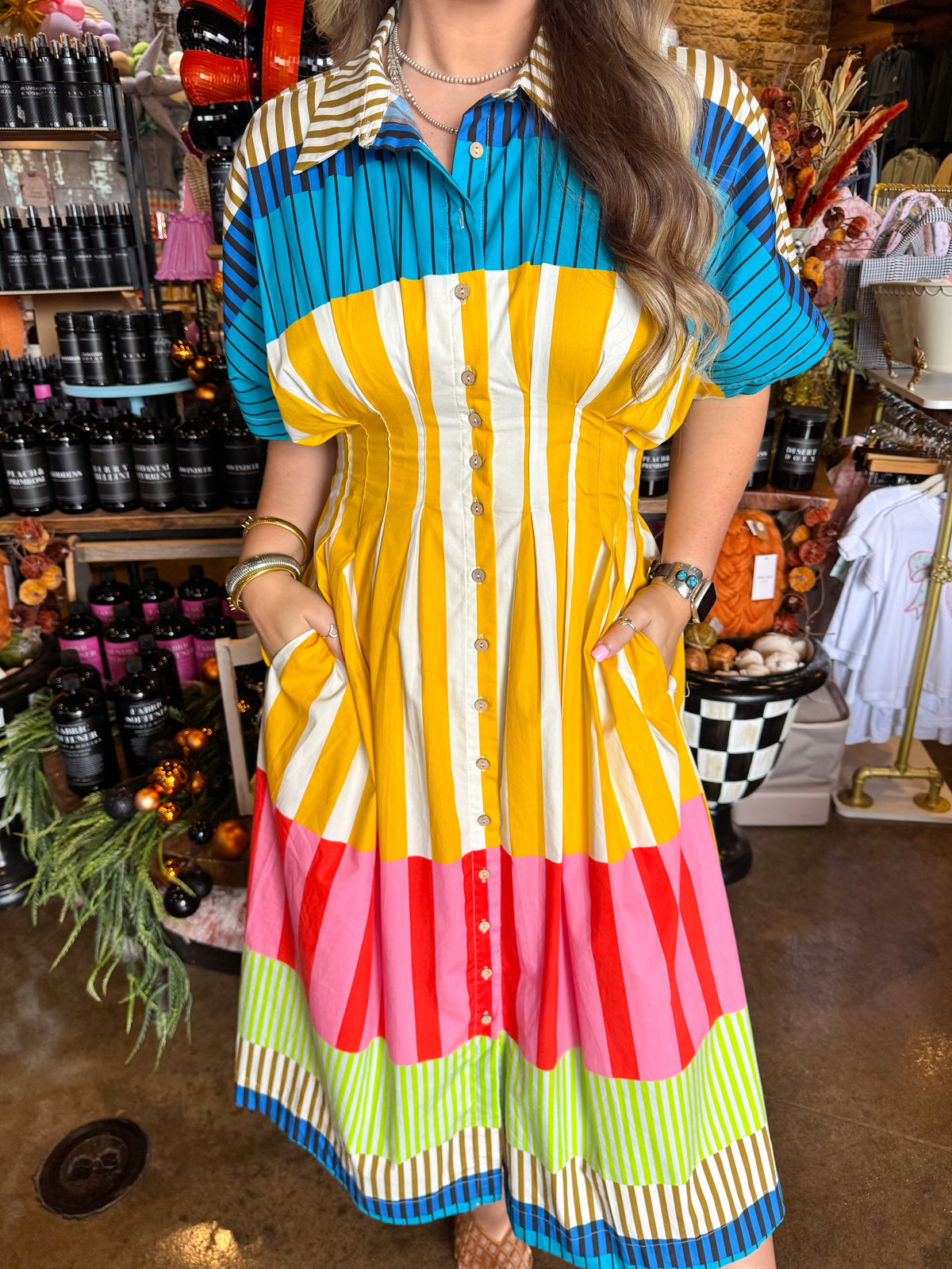 Stripe button down maxi