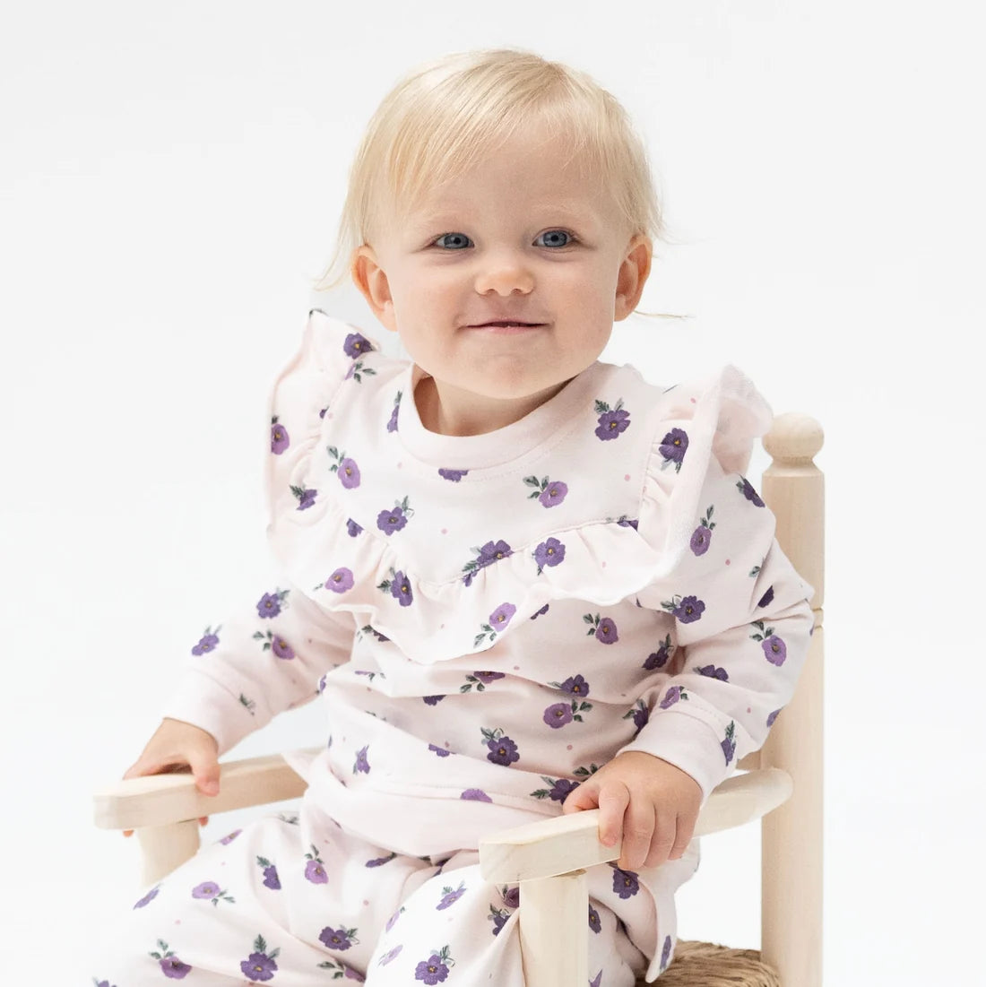 Violetta Floral V-Ruffle Sweatshirt