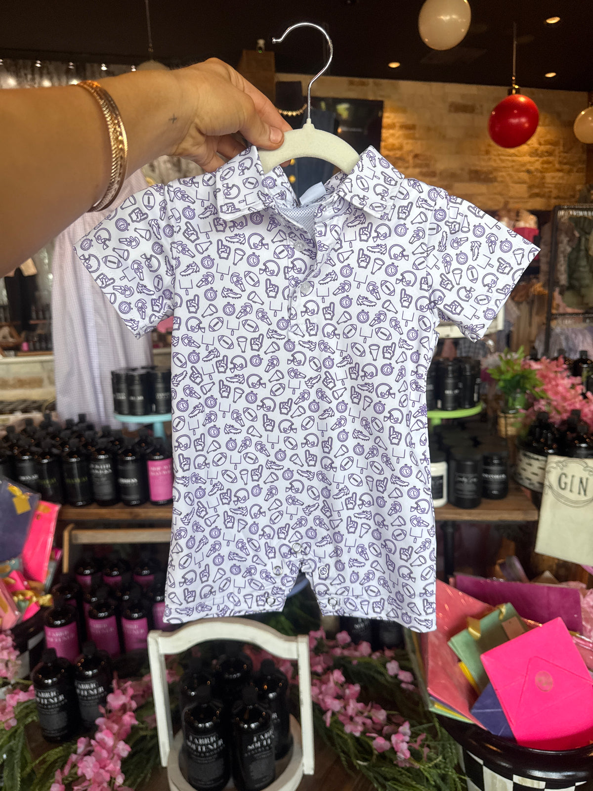 Youth Purple Football Romper