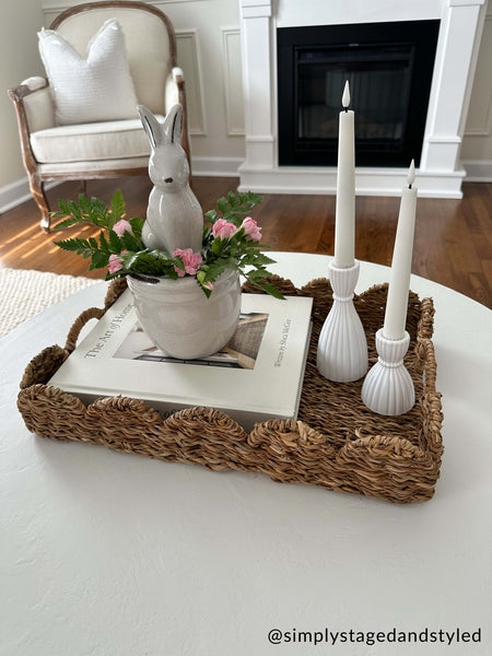 Nested Scallop Woven Trays Set