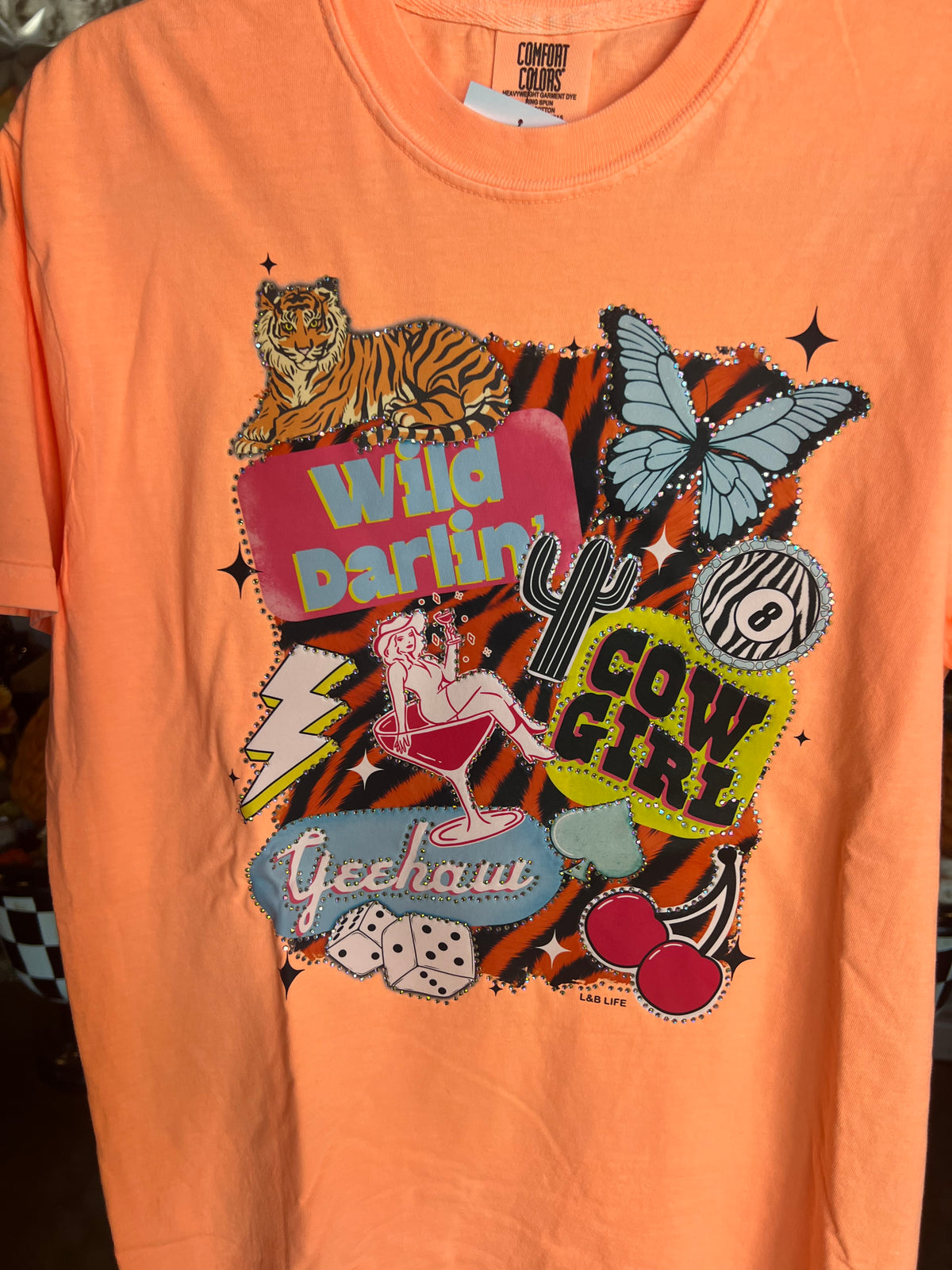 Wild Cowgirl Collage Rhinestone Tee