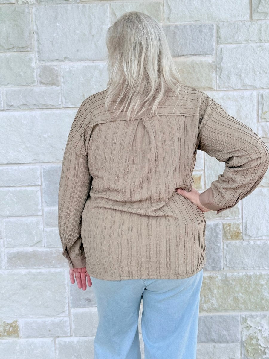 Half Button Down Knit Top