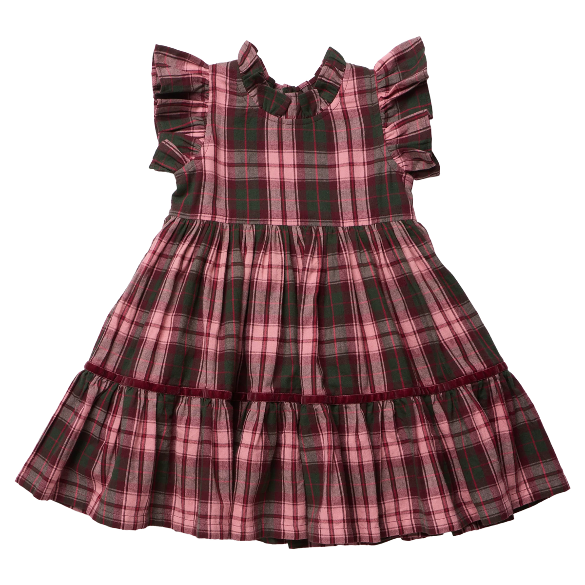Girls Jennifer Dress Burgundy Tartan