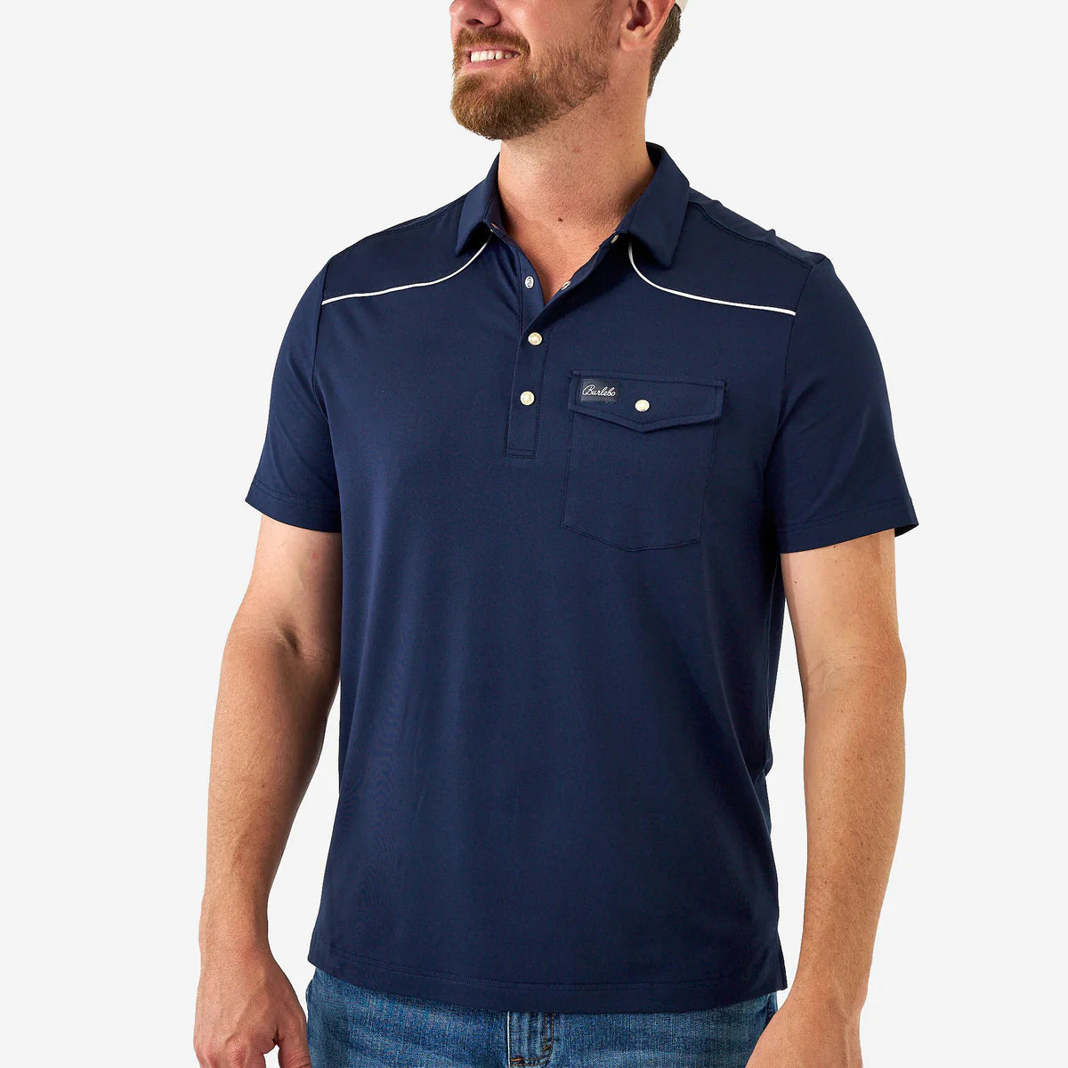 Pearl Snap Performance Polo - Navy