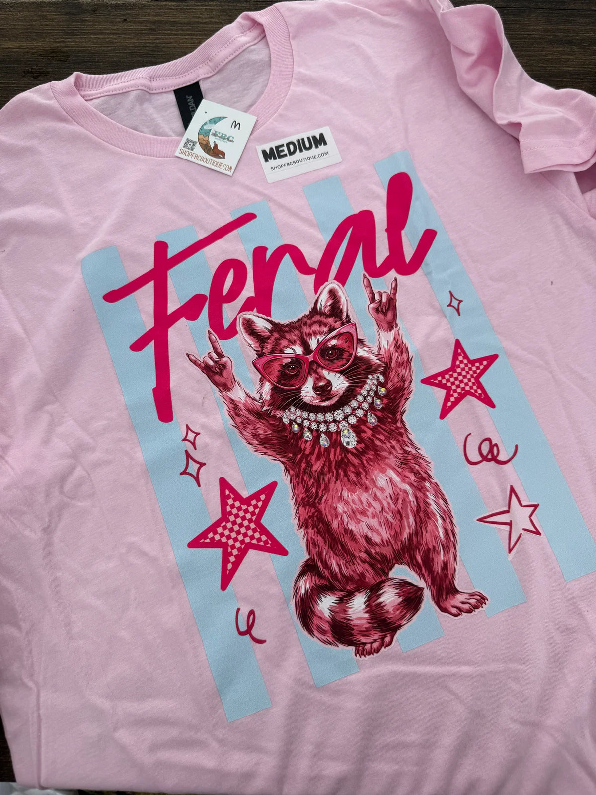 Pink Feral Raccoon Graphic Tee