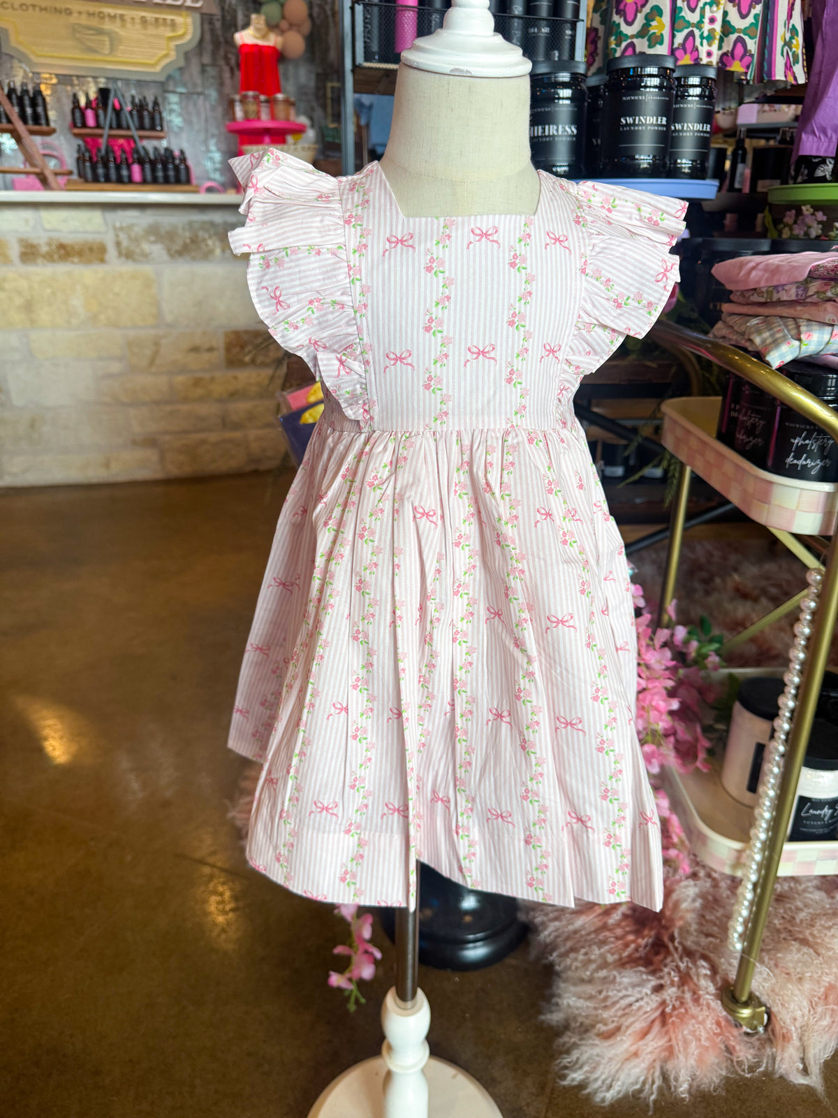 Stripes Bow Roses Dress