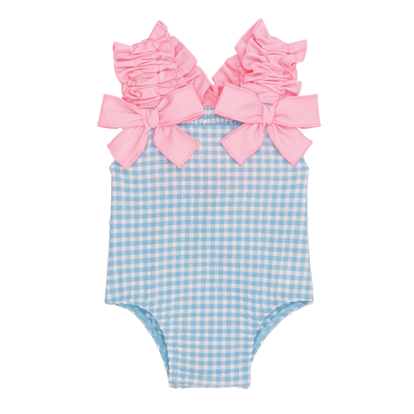 Blue Crinkle Checker Baby Swimsuit