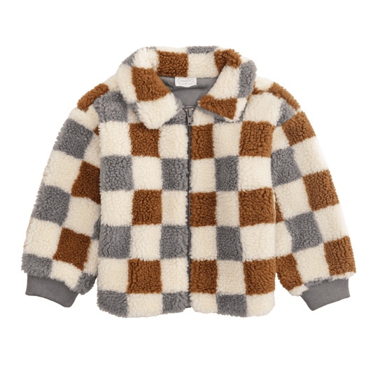 Gray Check Sherpa Jacket