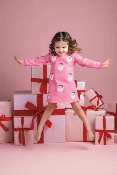 Pink Santa Sequin Sweatshirt Dress