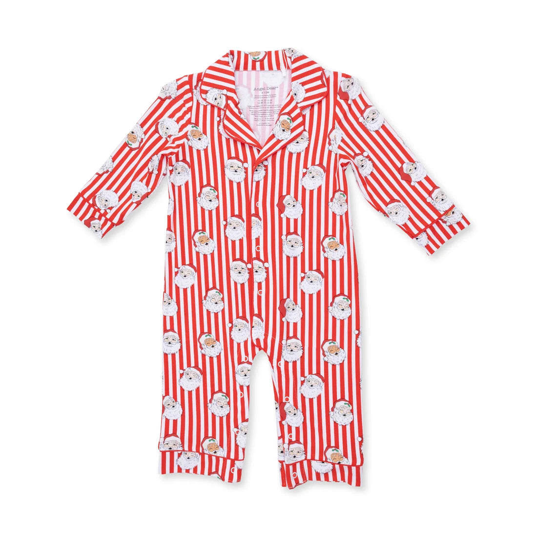 Vintage Santa Stripe - Bamboo  Long Sleeve Coat Style Romper