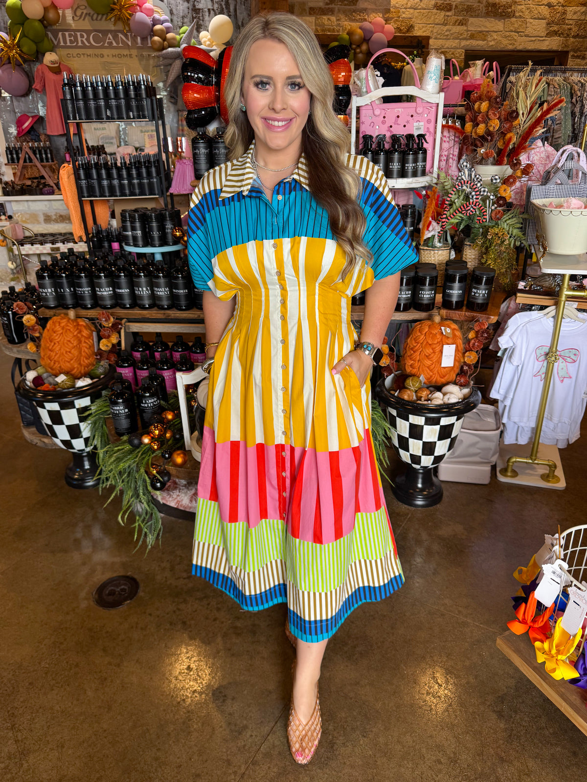 Stripe button down maxi
