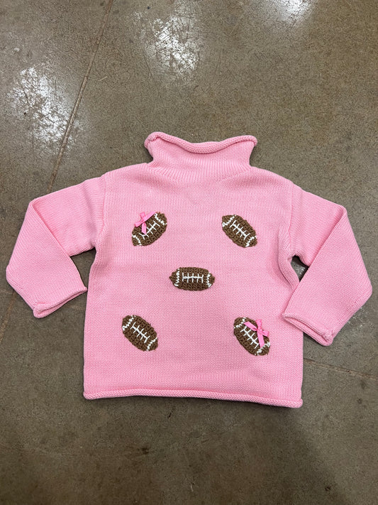 Pink Scattered Football Rollneck Sweater