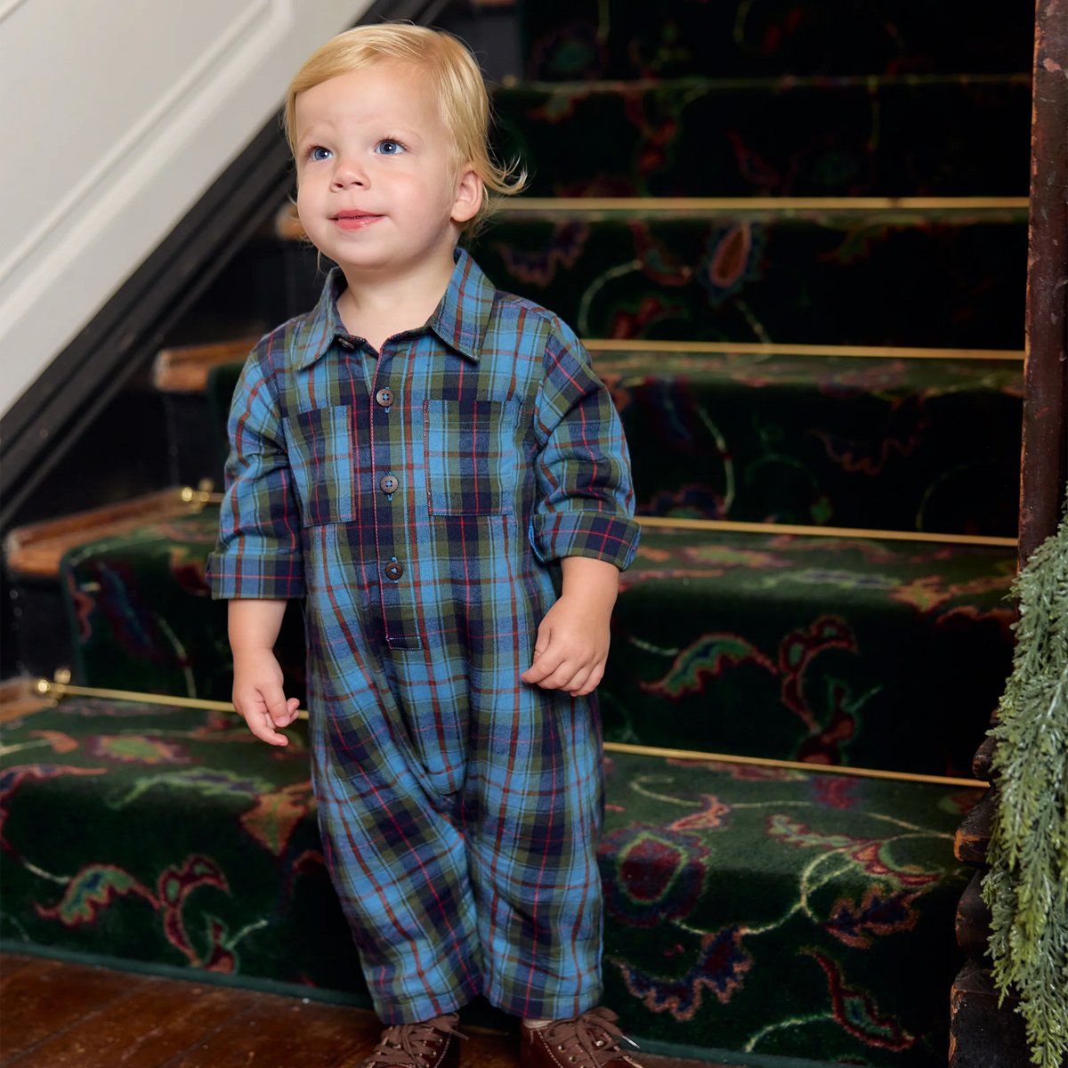Baby Boys Easton Jumper Blue Tartan