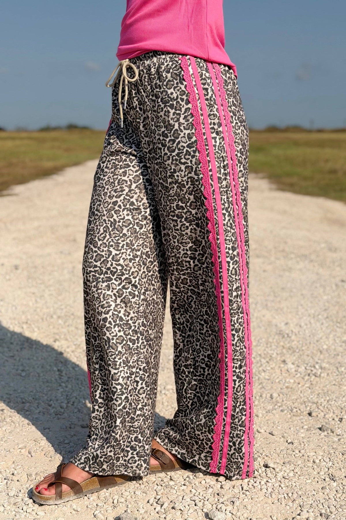 Wilma Leopard & Pink Lace Drawstring Pants
