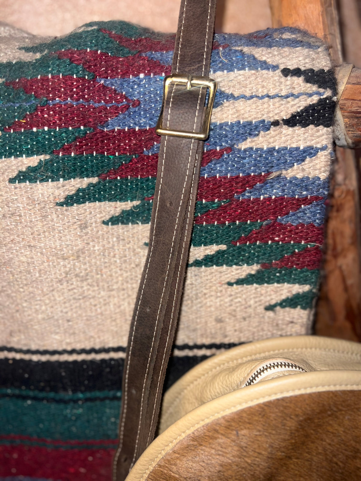 Zebra & Italian Leather Round Fringe Crossbody