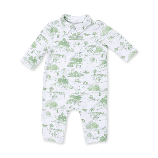 Golf toile green polo romper