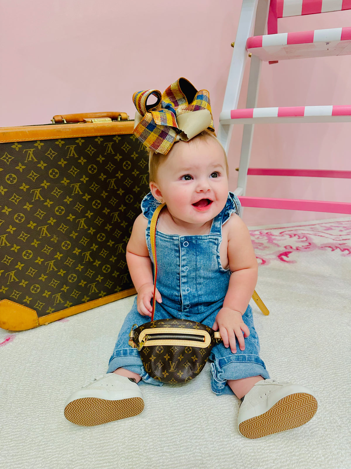 Old School Blue Stretch Denim  Button Up Ruffle Overall