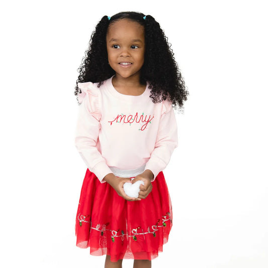 Christmas Lights Merry  Ruffle Sweatshirt
