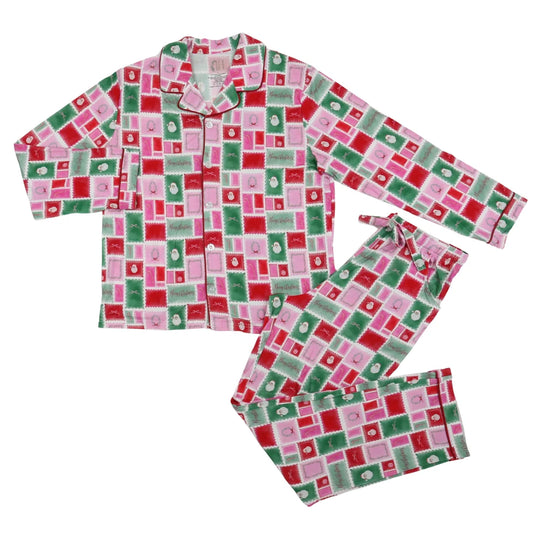 womens letter to santa long sleeve button down bamboo pjs