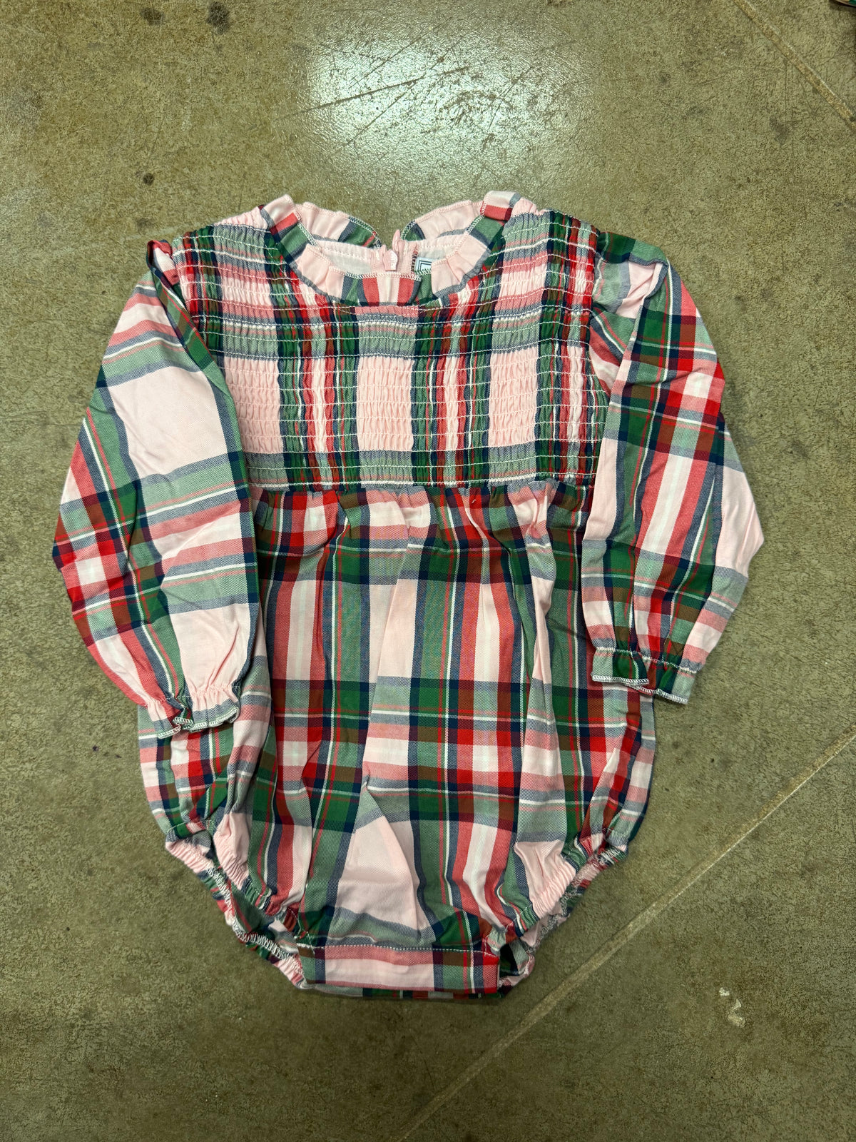 chrismas plaid pink ivy bubble