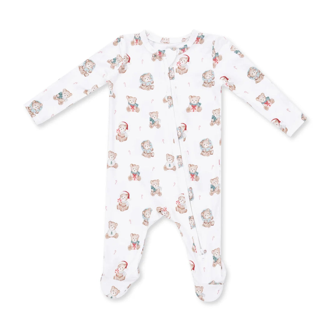 Christmas Teddy Bears Uni - Bamboo  2 Way Zipper Footie