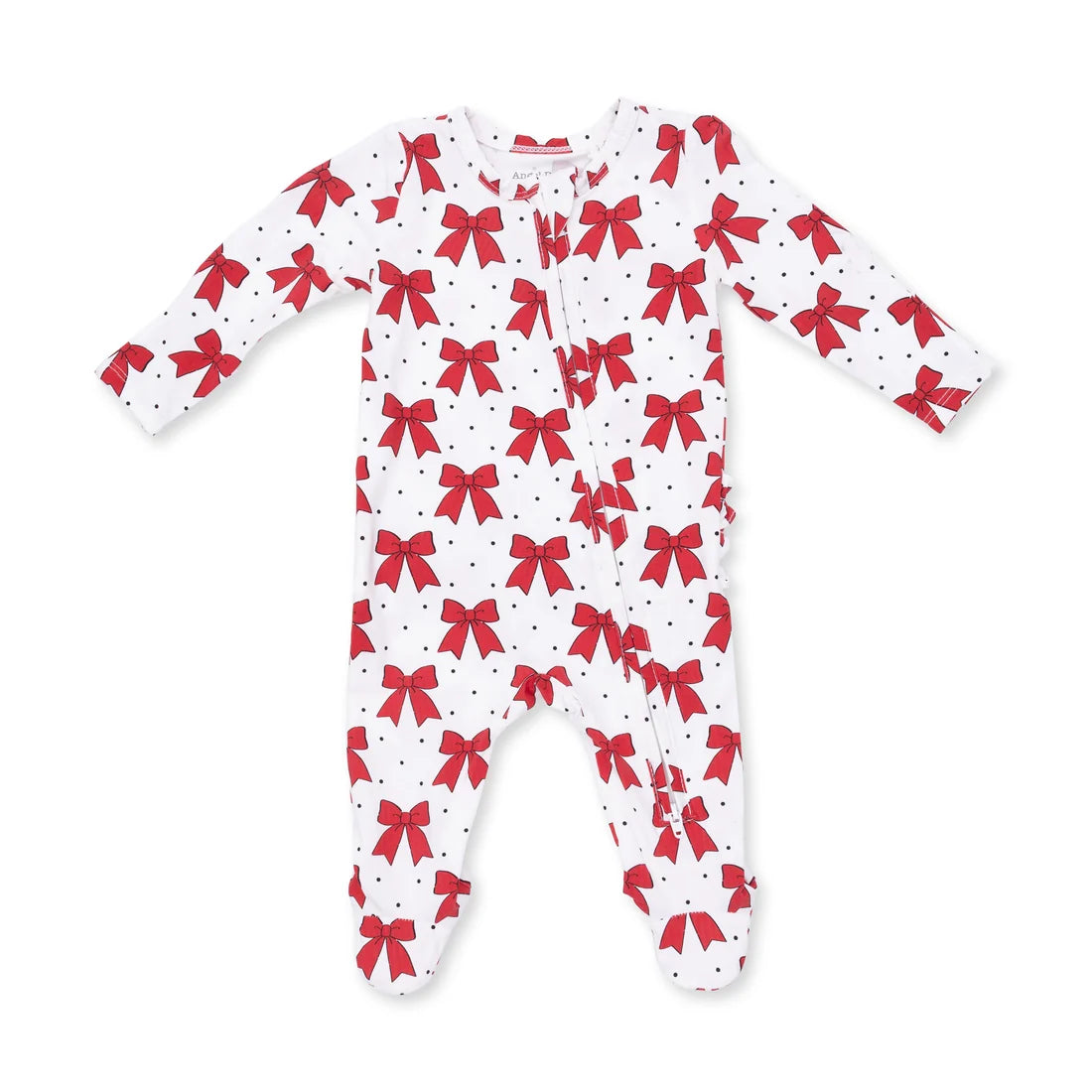 Festive Bows  2 Way Ruffle Back Zipper Footie