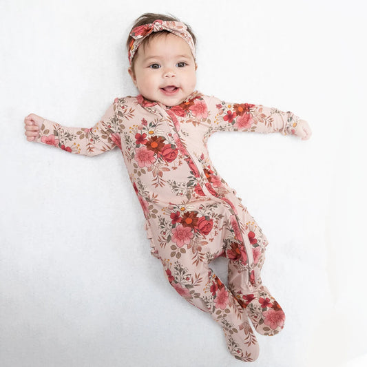 Sabrina floral 2 way back zipper footie