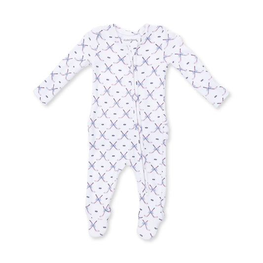 Simple Hockey Pink  2 Way Ruffle Back Zipper Footie