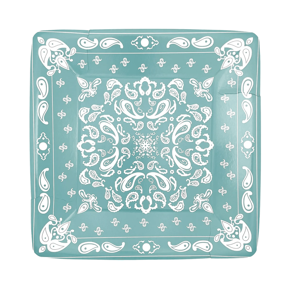 Turquoise Bandana Dinner Plates- 8pk