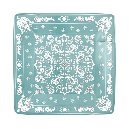 Turquoise Bandana Dessert Plates- 8pk