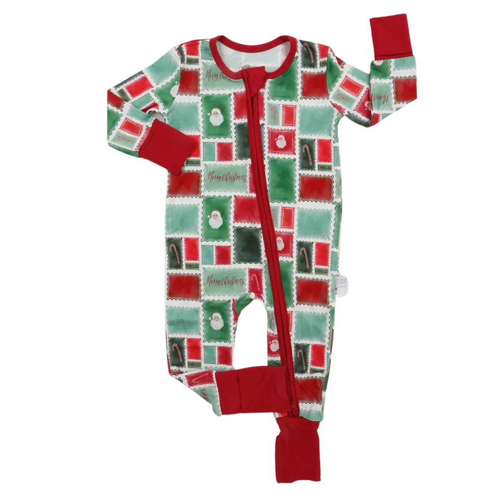 boys letter to santa zipper romper