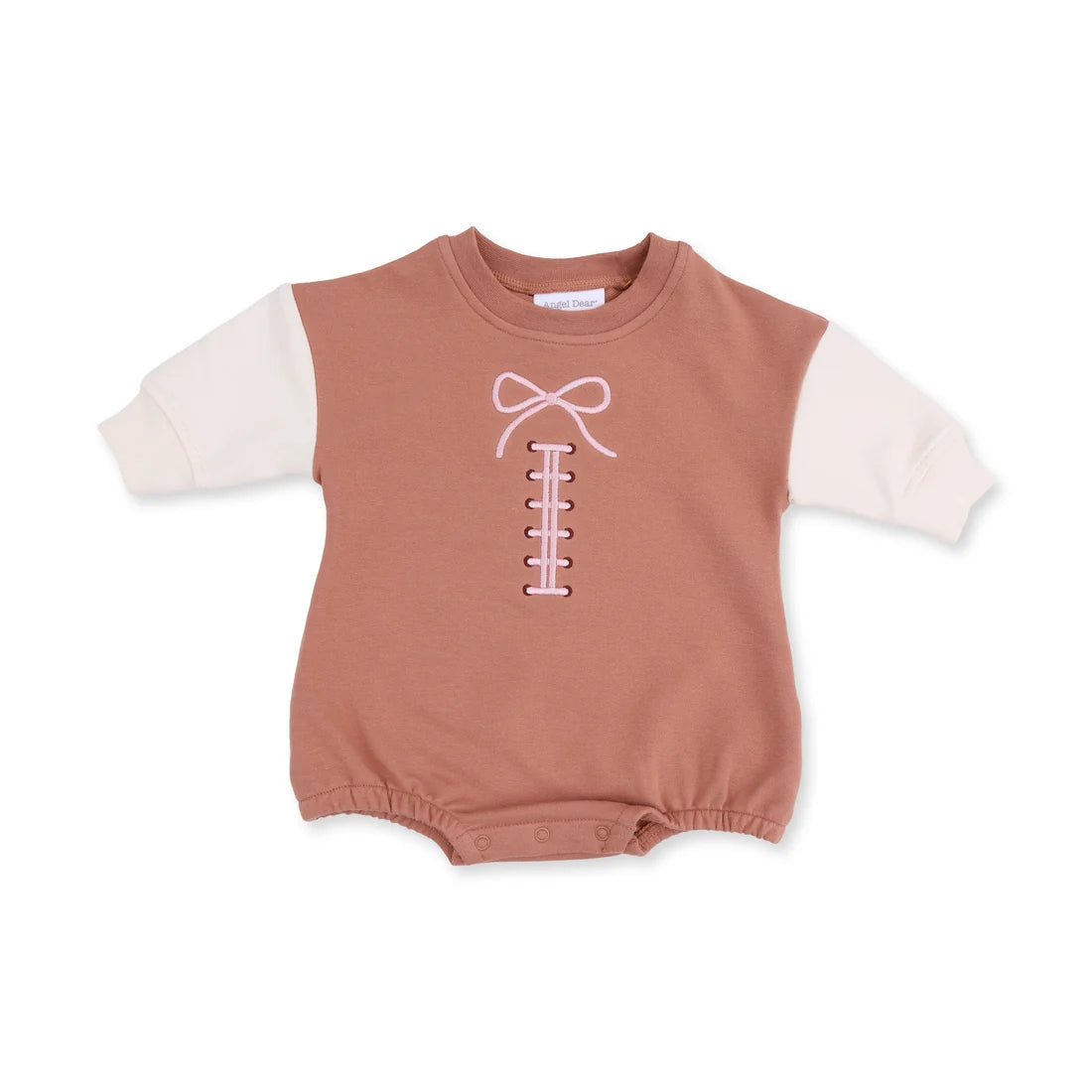 Football laces sweatshirt bubble with bow embroidery