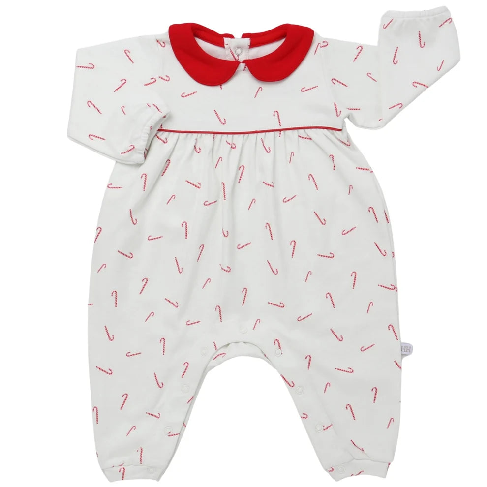 boys candy cane lane long sleeve collard button down romper