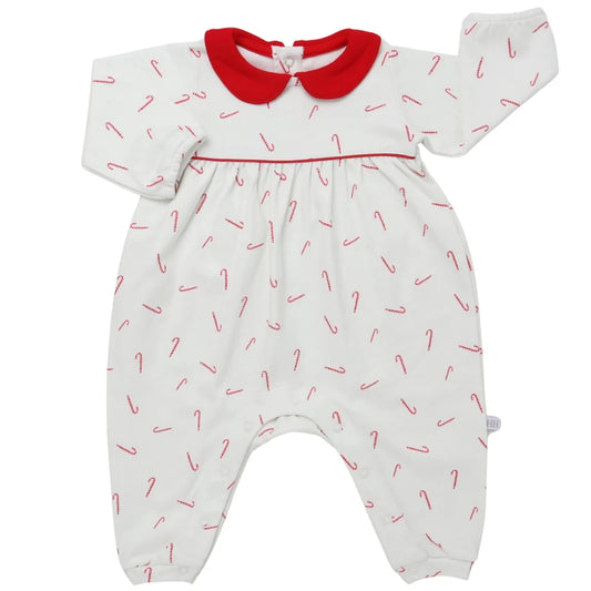 boys candy cane lane long sleeve collard button down romper