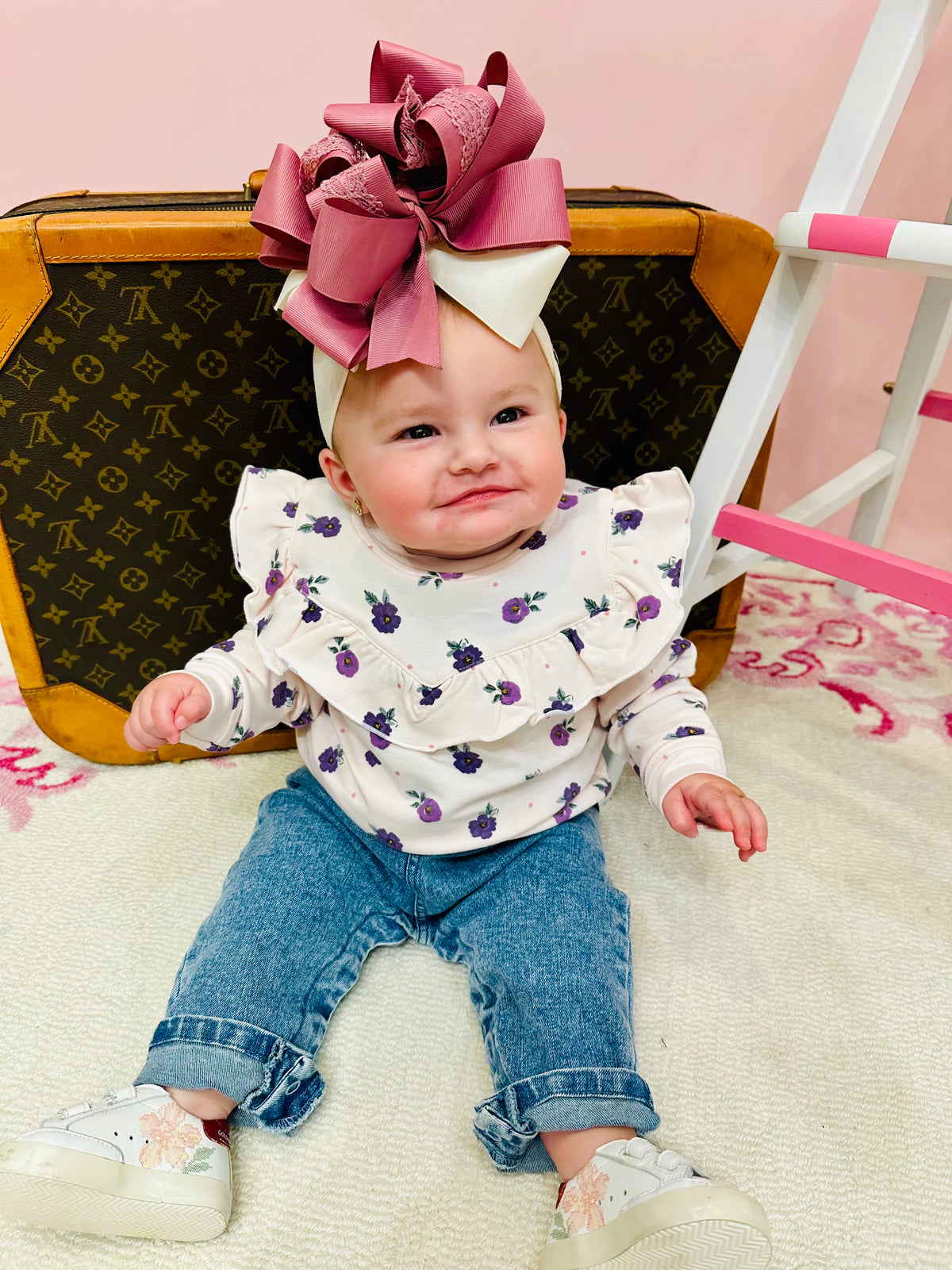 Violetta Floral  V-Ruffle Sweatshirt