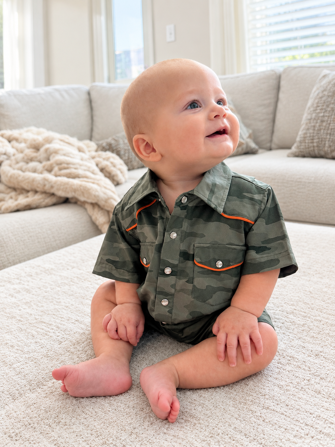 Green Youth Camo Romper