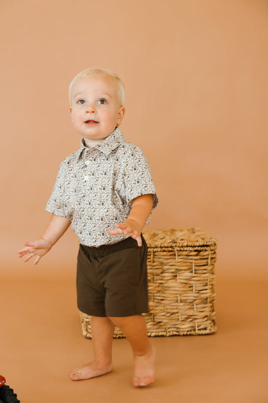 Boys Brown Wild West Performance Polo