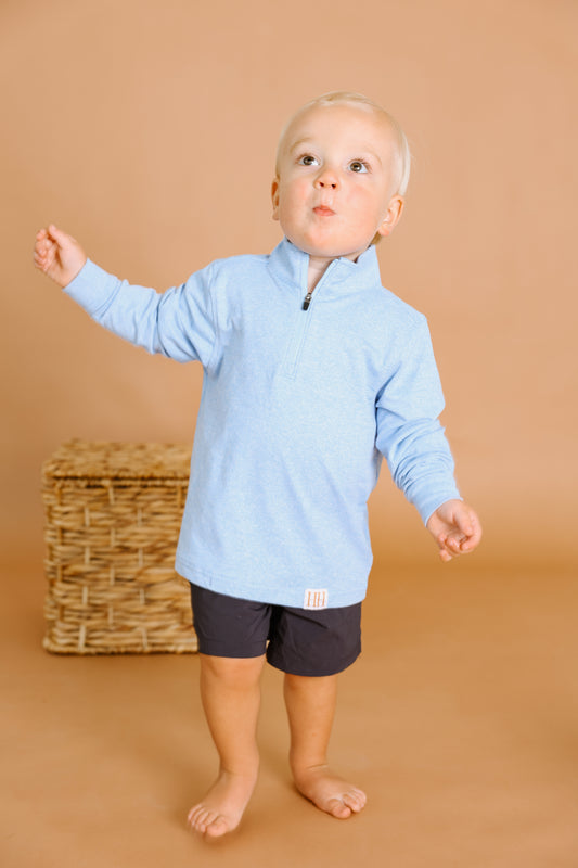 Boys 1/4 Zip Light Blue Pullover