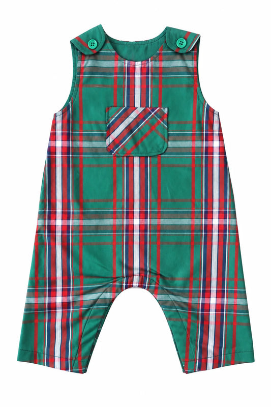 brooks romper christmas plaid green