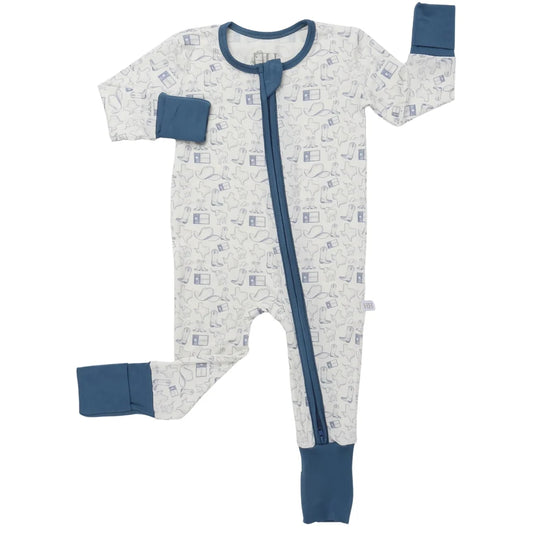 Boys wild west blue zipper romper